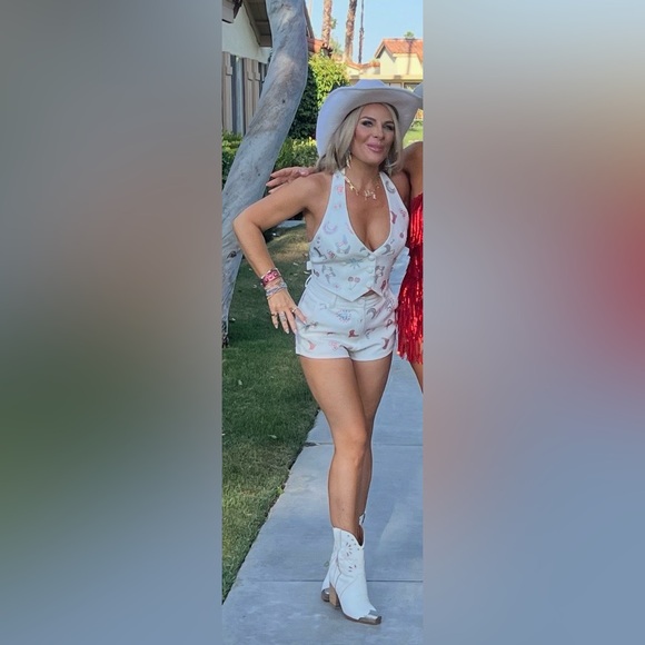 Nasty Gal Rhinestone Western Vest & Shorts Festival Stagecoach Outfit | Size 2 - Picture 5 of 17